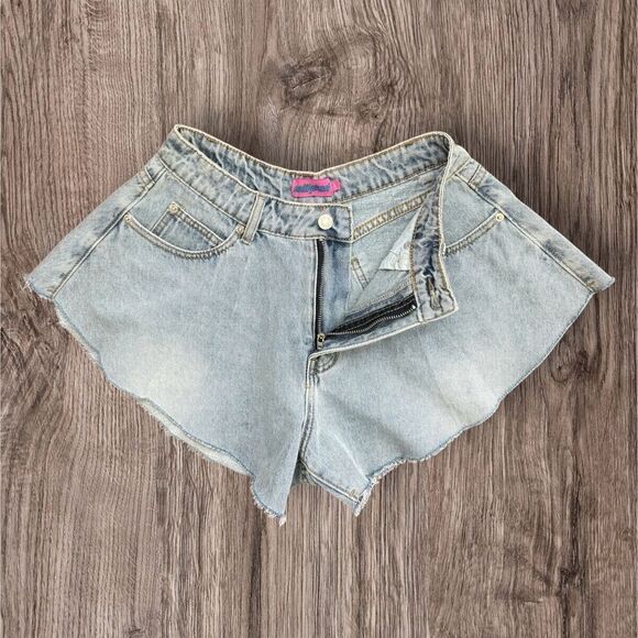 Preowned Edikted Light Blue High-Rise Denim Shorts Women’s Size Small - Picture 2 of 6